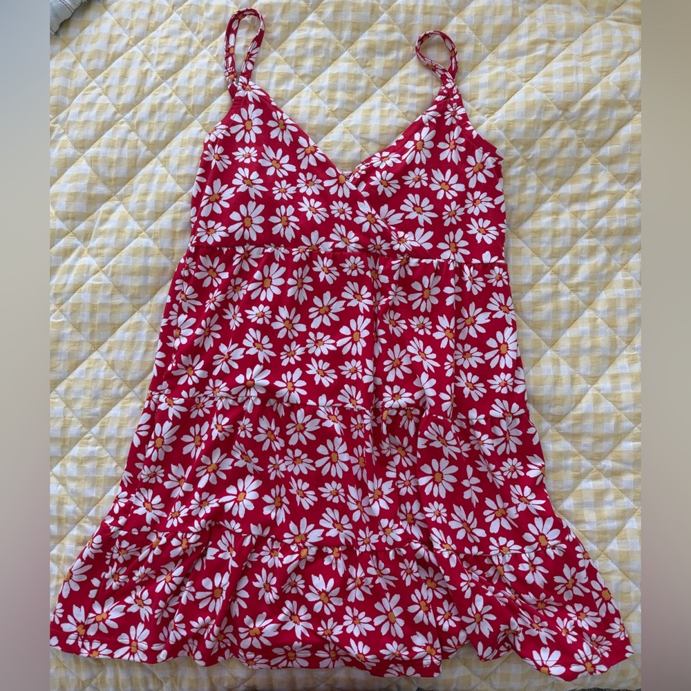 Hollister Red Floral Sundress Large
